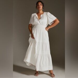 ANTHROPOLOGIE SOMERSET TIERED SHIRT DRESS EDITION MAXI DRESS WHITE 2X